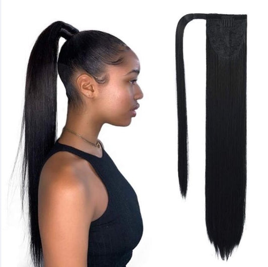 Wrap Around Ponytail - 20 inch Super Straight - 100% Virgin Hair - Color #1B